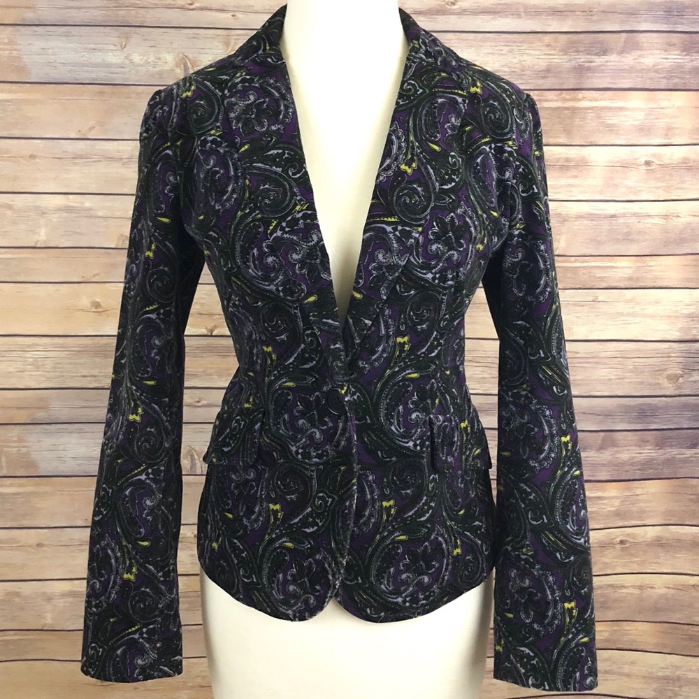 Talbots Velvet Lined Paisley Blazer Jacket Sz 6P